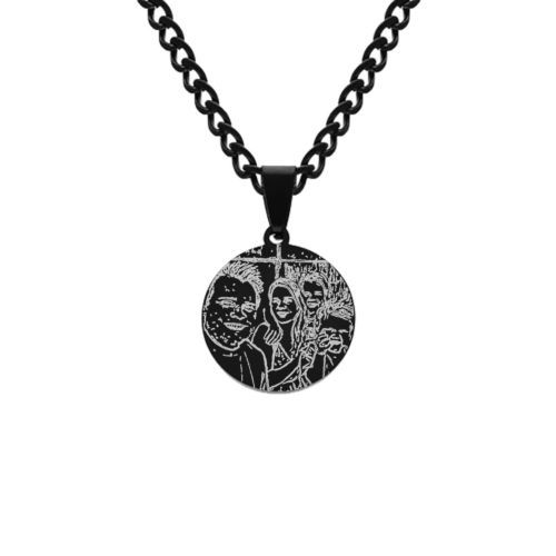 Heren ketting met foto zwart