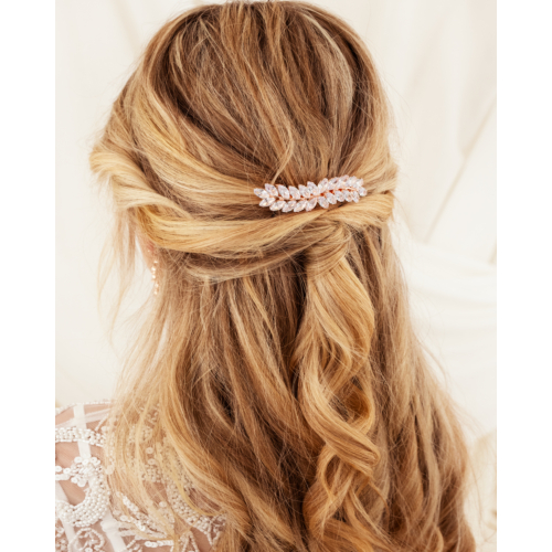 Haarclip luxury leaves rose goldplated