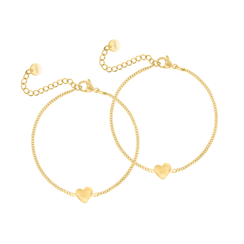 Moeder & dochter armband heart goudkleurig