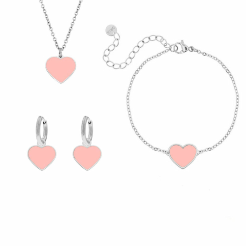 Pink heart sieradenset kids