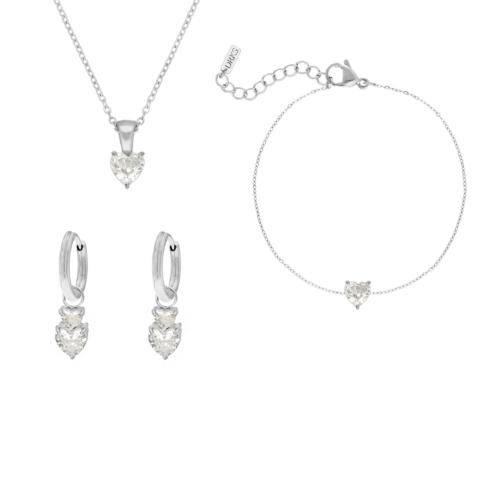 Sieraden set crystal hearts