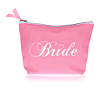 Roze canvas toilettas met bride print van DRKS