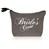 Grijs toilettas voor bruidsmeisje met brides crew print