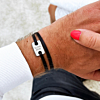 Leren armband heren bruin met namen