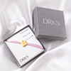 Satin heart initial armband roze goldplated