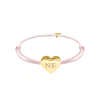 Satin heart initial armband roze goldplated