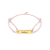 Satin initial armband kids roze goldplated