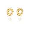 Trendy pearl earrings white goudkleurig