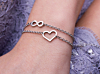 Hartjes armband met infinity armband in zilver combinatie