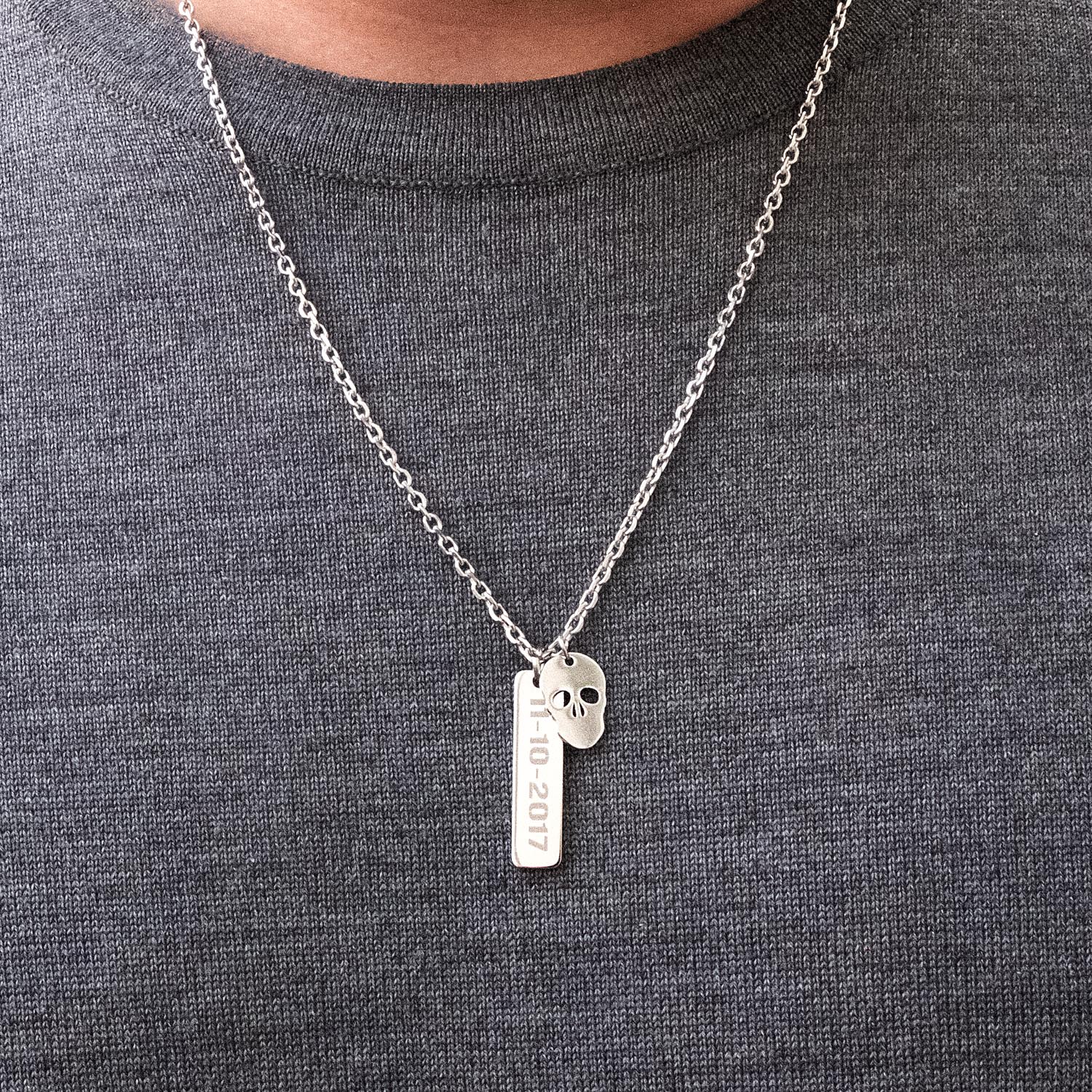 Gepersonaliseerde mannen ketting met skull