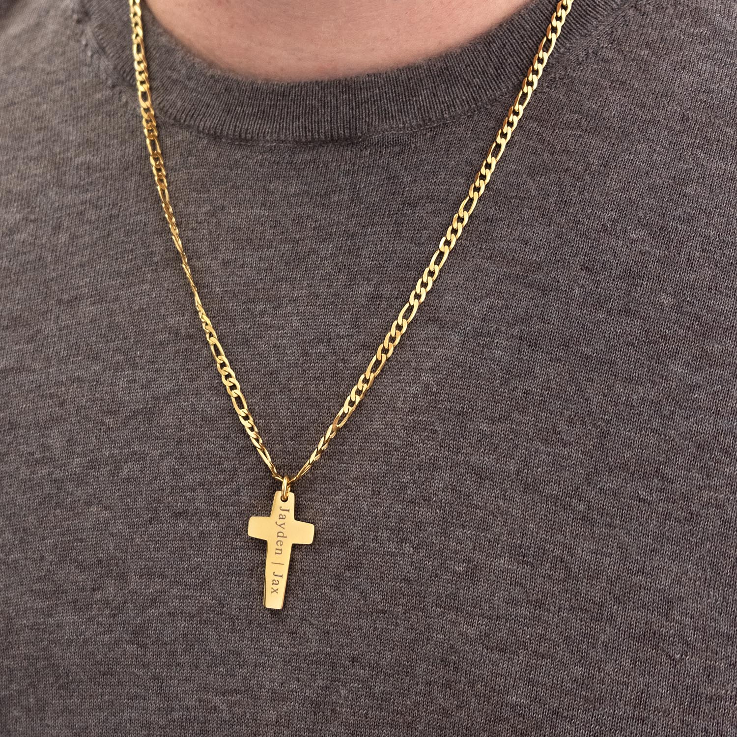 Kruis ketting personaliseren man goud